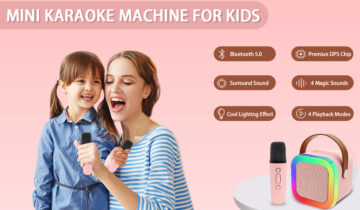 Kids Karaoke Machine with Bluetooth Speaker and Wireless Mic